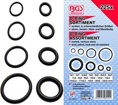 BGS 225pce O-RING ASSORTMENT 3-22MM