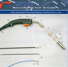 MIG TORCH MUREX MXA253 3MTR 250AMP TORCH AND SPARES