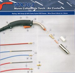 MIG TORCH MUREX MXA363 360AMP TORCH AND SPARES
