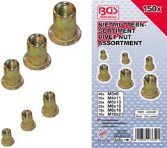 BGS 150-piece Rivet Nut Assortment, galvanized steel