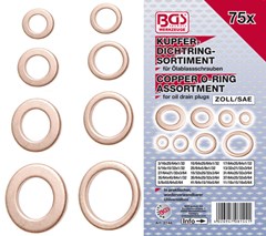BGS 75- PIECE COPPER WASHER ASSORTMENT FOR OIL DRAIN PLUGS