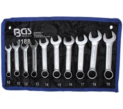 BGS 10-piece Combination Spanner Set, Stubby Type, 10-19 mm