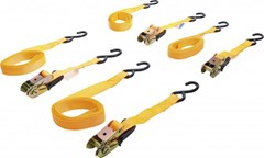 Ratchet Tie Down Strap Set | with solid Hooks | 5 m x 25 mm | 4 pcs.