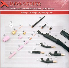 TIG TORCH WP9 125AMP AIR COOLED TORCH AND SPARES