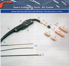 MIG TORCH TWECO NO4 400AMP 5MTR EURO FITTINGS-TORCH AND SPARE PARTS