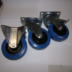BLUE ELASTIC CASTORS 4"(100MM)130KG FIXED - SWIVEL - BRAKED