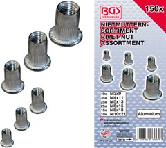 BGS 150-PCE ALUMINIUM RIVET NUT ASSORTMENT
